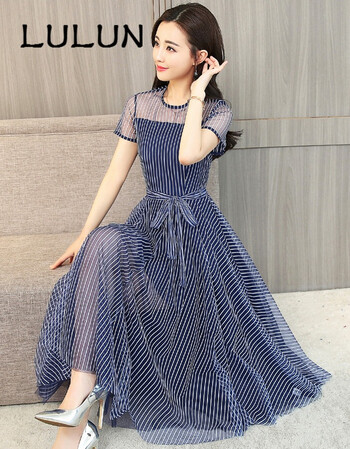 2018夏季新款35岁到45的雪纺连衣裙女人夏天裙子夏装长裙收腰显瘦