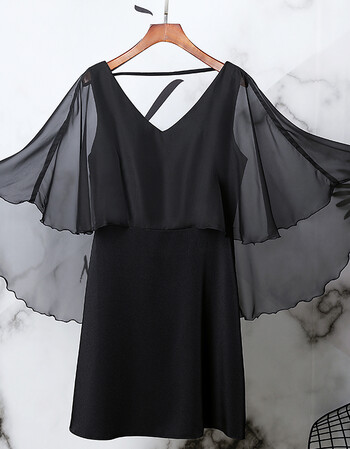 裙女新款短款派对小礼服修身红色连衣裙宴会晚礼服 黑色--纱质燕尾 m