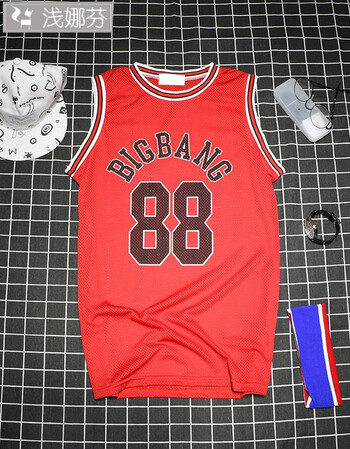 风t恤夏季韩版网背心无袖女宽松数字球衣bf风中长款棒球无袖t恤篮球服