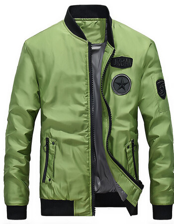 传奇保罗夹克男士外套韩版修身加厚棒球服2017冬季短款休闲外衣 绿色