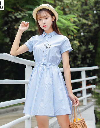 生2018夏季新款小清新可爱连衣裙初中学生韩版学院风少女甜美裙子夏