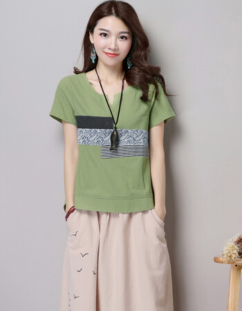 尹莎贝2016夏装新款大码女装 韩版纯棉t恤时尚棉麻上衣休闲显瘦打底衫