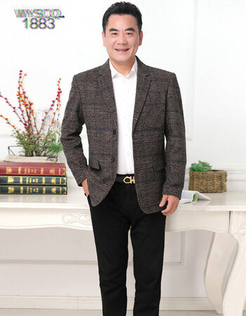 悟语贸易 春季中年男士商务休闲西装50-60岁中老年男装宽松西服爸爸装