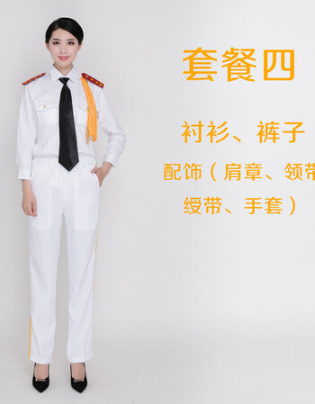 短袖男女仪仗队升旗手服装 演出服表演服礼服 军鼓管乐队军装 海军白