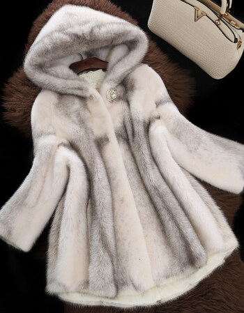 水貂皮大衣女十字貂整貂皮草外套母貂毛2018新款本色十字带连帽 十字