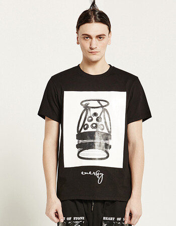 新款 大胶印印花男式t恤 背后英文字母短袖上衣 纯棉青少年学生衣服