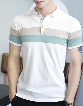 【男士】夏装新款翻领短袖t恤条纹男装polo衫半袖潮流男体桖 dt8735