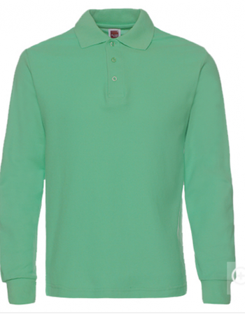 男女纯色棉翻领长袖订做t恤工作服广告衫班服印logoyjb0718 艾绿色 xs