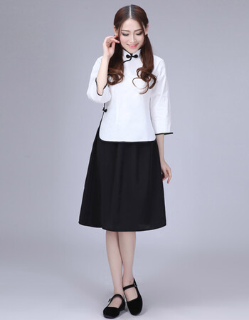 民国学生装女装五四青年装棉质民国风复古毕业班校服古装演出服 纯棉