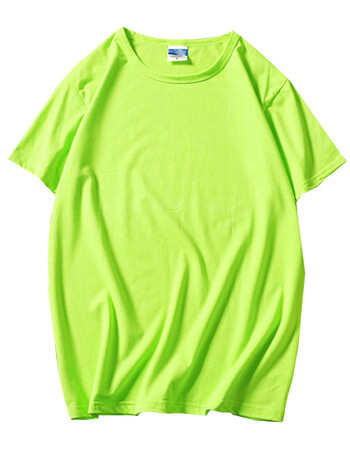 夏季新款圆领款短袖纯色t恤情侣港风半袖学生打底衫 荧光绿 s