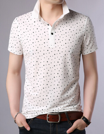 数码印花t恤男短袖 新款夏季青年男士短袖时尚韩版男装t恤 12851白色