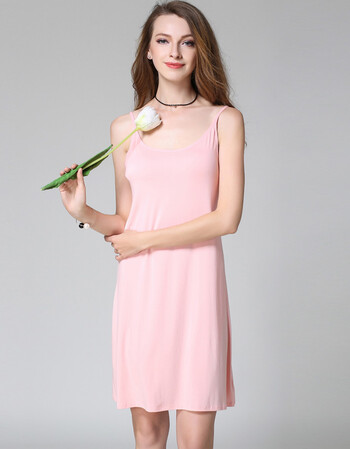 带胸垫打底裙长款女罩杯一体吊带裙防走光内搭连衣裙睡衣家居服 黑色