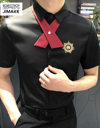 黑衬衫加红领带 s【图片 价格 品牌 报价】-京东