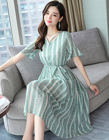 玛古芭maguba品牌2018流行女装新款夏装连衣裙夏季女人夏天雪纺裙子