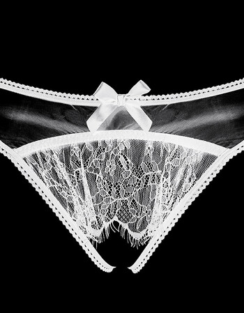 日本性感透明情趣诱惑低腰丁字裤士蕾丝低腰女夏无痕舒适内裤 白色
