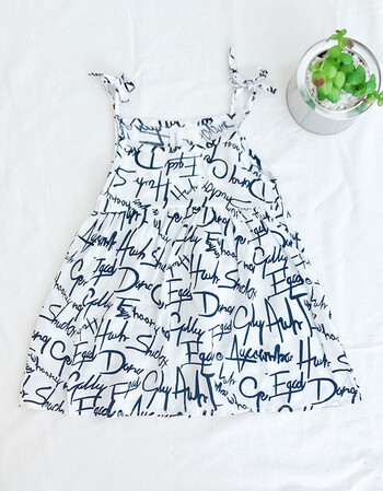裙2018夏季儿童碎花连衣裙女宝宝薄款背心裙1 白色 英文字母吊带裙