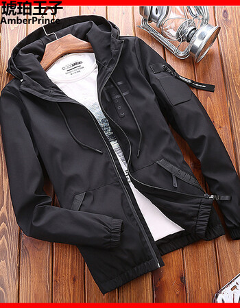 琥珀王子 夹克男外套2018秋季新品薄款时尚韩版休闲男士青少年宽松连