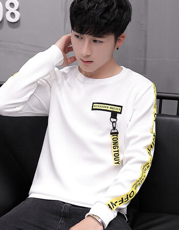 青少年长袖t恤男韩版宽松潮流学生帅气春季初高中生圆领秋衣外穿 975