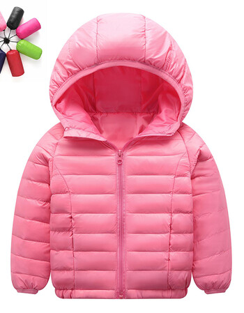 羽绒服轻薄款婴儿宝宝羽绒服男女童大中小童连帽外套反季促销 粉色
