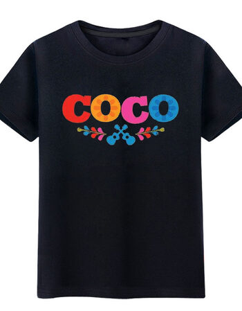 寻梦环游记coco男女青少年学生日常宽松休闲短袖t恤上衣衣服 黑色2 s