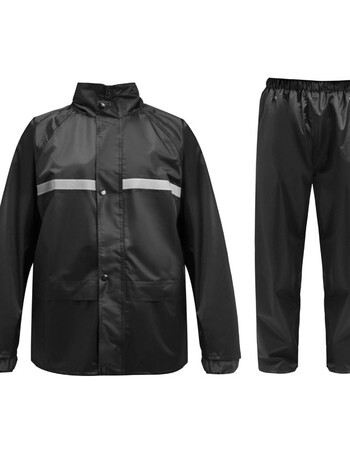 摩托车电动车骑行双层加厚分体男女成人徒步防水雨衣 黑色丝滑里布 m