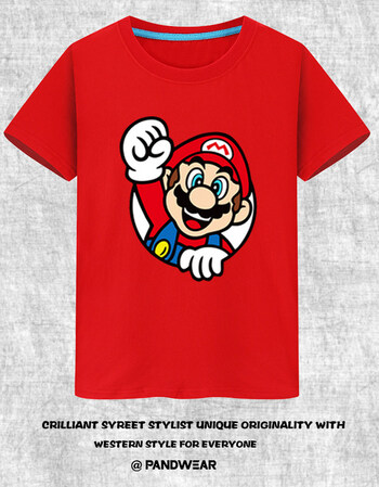 动漫t恤男马里奥短袖玛丽t恤男女情侣t恤衣服动漫卡通可爱夏款 红色 s