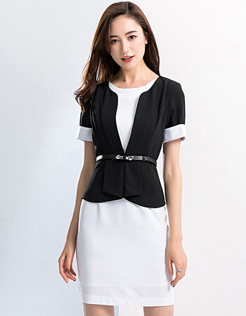 2018夏季新款职场气质女装短袖包臀连衣裙女职业装工作服 黑色 xl