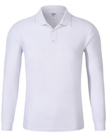 服定制翻领美的长袖t恤印logo广告衫订制polo衫工装定做 白色 m长袖