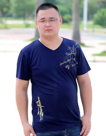 加肥加大男装t恤短袖特大号超大码胖人胖子肥佬体恤男上衣 v_蓝蝉 9xl