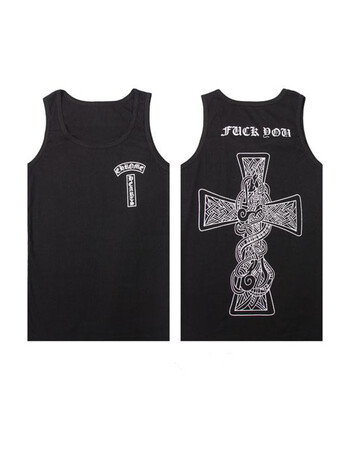 谢霆锋同款黑白背心十字架背心男女修身汗背心权志龙同款 2203#黑色 l