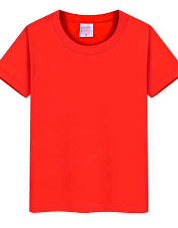 棉220克空白文化衫广告衫短袖纯白色t恤印字定制班服手绘t恤 大红色