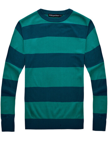 男装 针织衫 璀德斯(trendiness) 璀德斯纯棉条纹衫圆领针织衫保暖