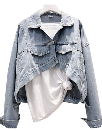 ins超火牛仔外套女 18秋季韩版休闲水洗显瘦牛仔夹克上衣 浅蓝色 s
