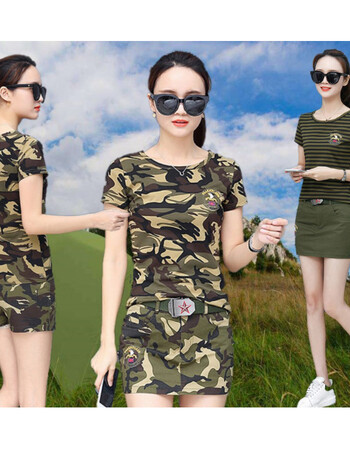 夏季短袖迷彩服女兵短袖一步短裙裤户外丛林特种兵运动作训服套装