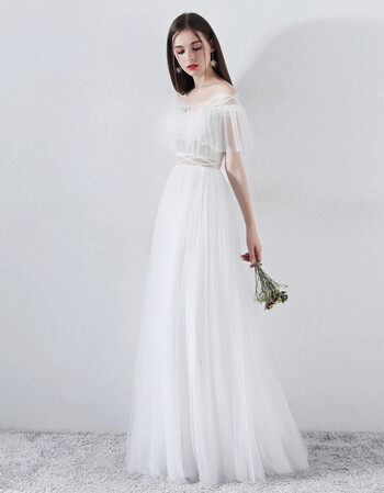 伴娘抹胸晚礼服裙女长款2018白色轻婚纱一字肩主持人宴会1 白色 xs