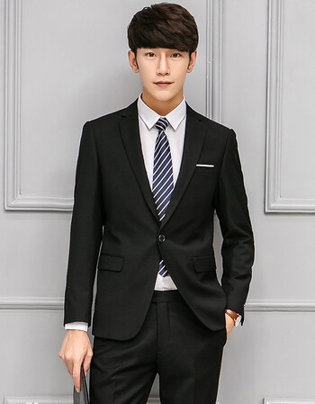 (黑色)单扣西服 西裤 衬衫 m
