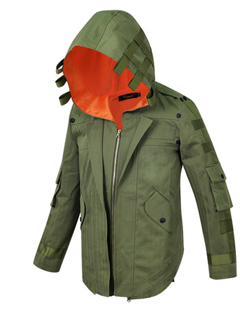 刺激战场同款风衣绝地求生外套学生连帽夹克黑白儿童加绒 军绿色 s