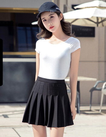百褶裙2018新款裙子韩版女夏短裙百搭a字半身裙高腰显瘦抖音同款 黑色