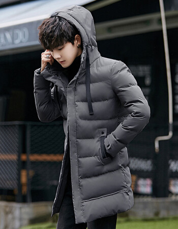 男服冬季韩版加厚中长款男式冬天衣服男装 灰色 m