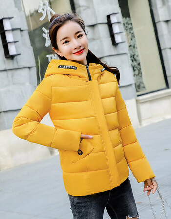 女士小棉袄女短款2018新款时尚韩版宽松加厚棉服棉衣冬季外套 黄色