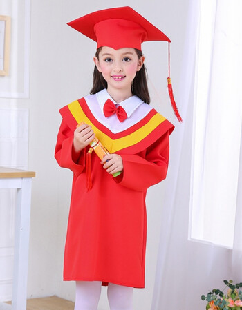 服演出服博士帽毕业礼服得奖服sn6752 新款全红色博士服 帽子 证书