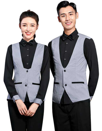 男女酒店服务员工作服装新款假ktv咖啡西餐厅制服 男黑上衣(送领结)