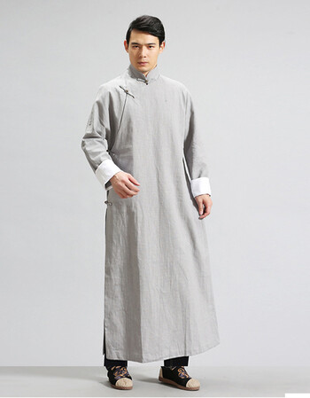 ins超火民国长衫男棉麻服装中国风复古中式唐装相声大褂长袍评演出