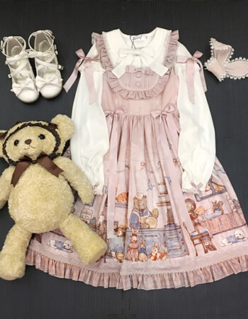 【安妮的早餐】高腰jsk 连衣裙 ita 现货 春秋款 粉早餐高腰jsk美品