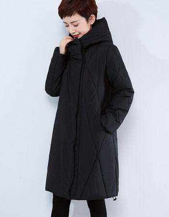 年冬装新款35到45岁40女装棉衣中年妈妈加肥加大码中长款棉服 黑色