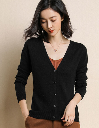 2018春秋韩版新款长袖针织开衫短款外搭披肩女士纯色毛衣外套薄 黑色