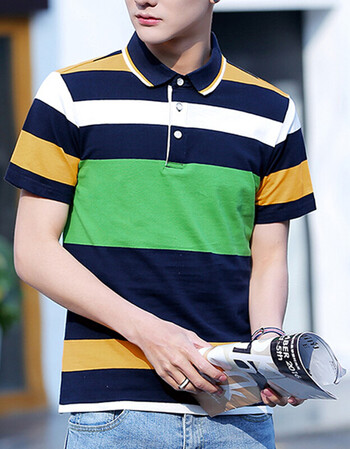 夏季保罗短袖polo衫t恤男潮有领ins超火的上衣带领男士体桖 8951绿色