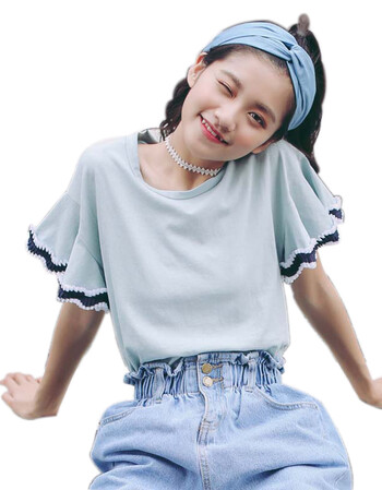 短袖t恤女2018新款夏天韩版学生甜美上衣喇叭袖韩系chic上衣lbb 豆沙
