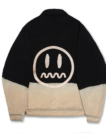 yoomore潮牌渐变鬼脸牛仔外套春秋宽松男女同款情侣夹克beaster 黑卡