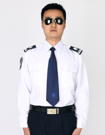 门卫工作服衬衫春秋装保安服装 夏装短袖工装工服 白色长袖衬衣 190